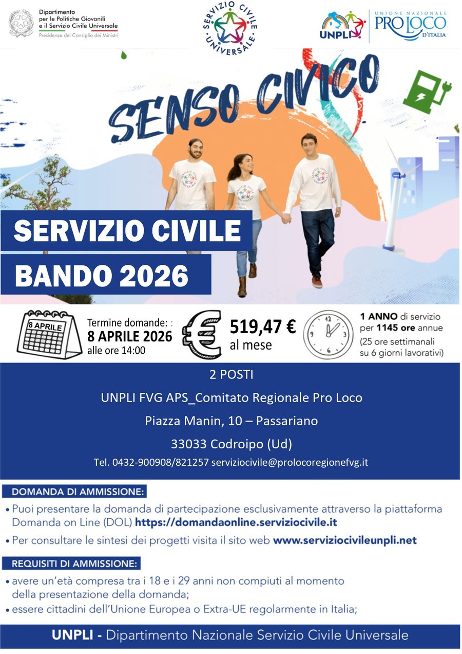 Locandina bando SCU 2026 UNPLI FVG APS